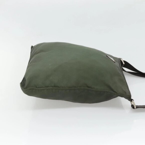 PRADA Shoulder Bag Nylon Khaki Silver Auth - Picture 3 of 15